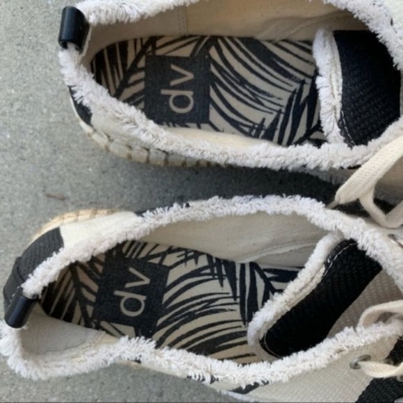 DV Dolce Vita Roxie jute Espadrille black white striped Platform womens 9 - Picture 5 of 8